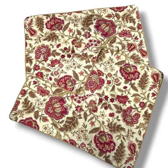 Waverly Other - Set of 2 Standard Waverly Imperial Dress Antique Pillow Shams Cream Red Floral